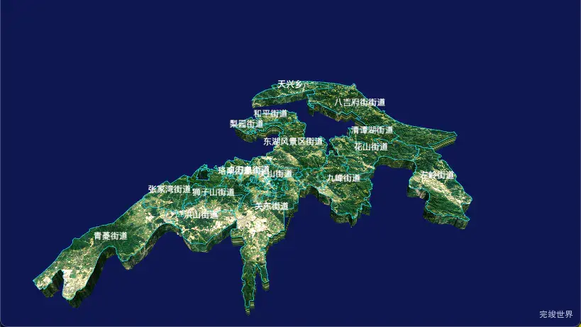 echarts 武汉市洪山区geoJson地图3d地图自定义贴图-绿色地面
